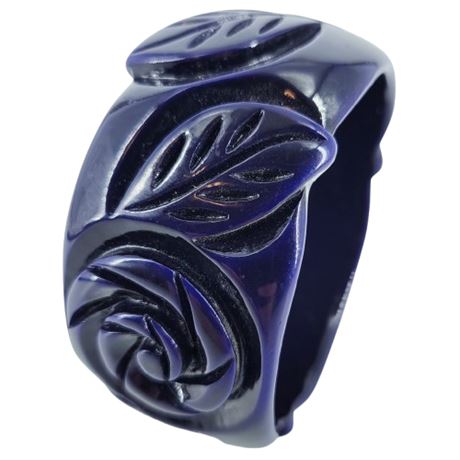 Carved Acrylic Navy Blue Thick Bangle