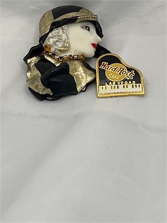 Hard rock pin and lady brooch lot