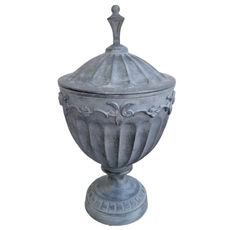 Hollywood Regency Style Oversized Decorative Pewter Urn