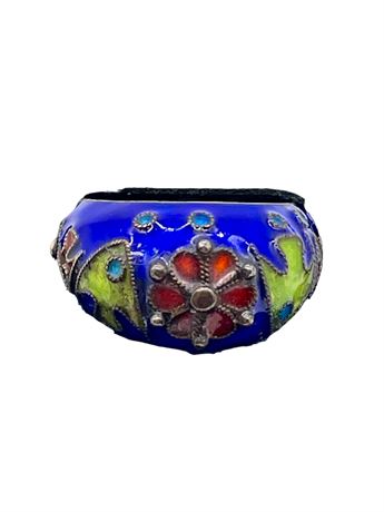 Cloisonne & Silver Ring