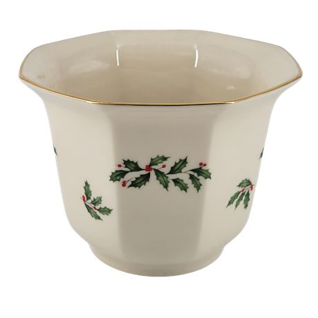 Lenox Holiday Gold Rimmed Holly Cachepot