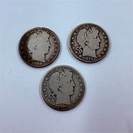 3 Barber Half Dollars