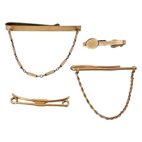 Vintage Gold Filled Tie Chains/Clip and Collar Bar