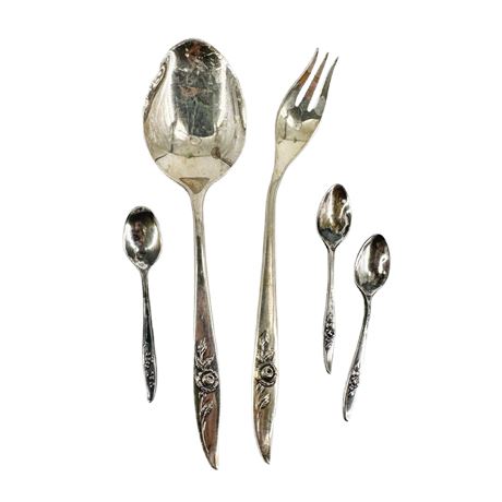 Lot of Assorted Oneida Heirloom Sterling Silver “Bella Rose” Flatware for Scrap