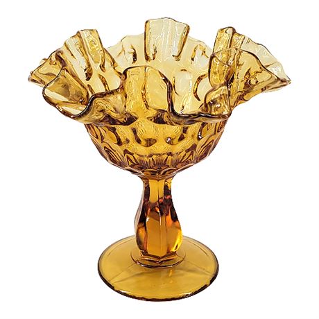 Fenton 'Thumbprint Colonial Amber' Double Crimped Compote