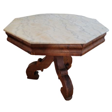 Antique Mahogany Marble Top Center Table