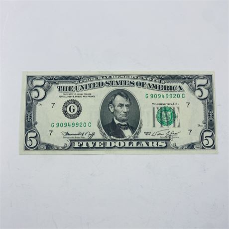 UNC 1974 $5 Bill