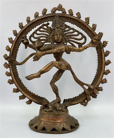 Heavy Copper Hindu God Vintage Dancing Shiva Nataraja 10 1/2” Sculpture