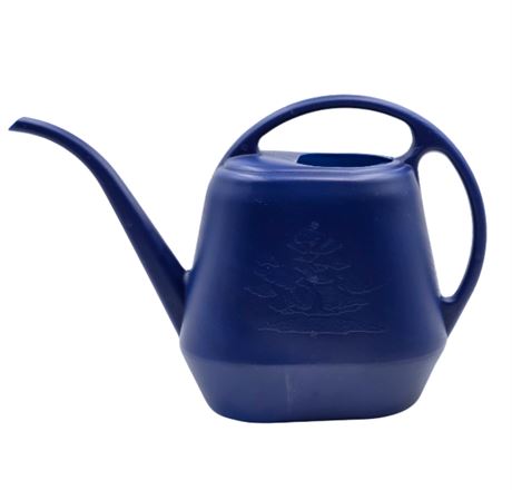 VTG Garden Scene Blue Plastic Watering Can