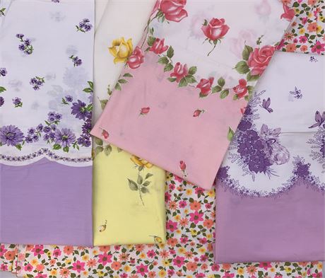 NOS 1960s Floral Cotton 5 pc Fabric Lot