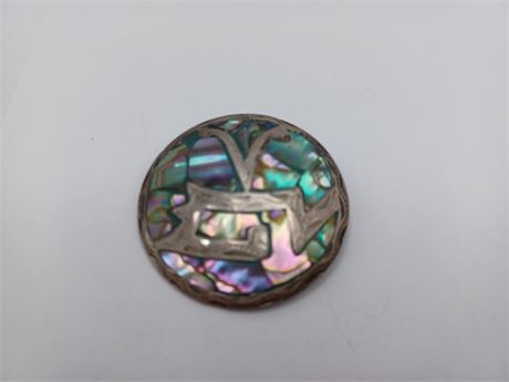 Sterling Silver and Abalone Pin/pendent Marked Mexico