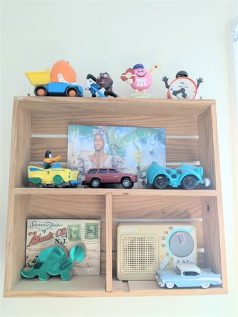 Small Wood Shelf w/ All Collectibles 10" x 11"