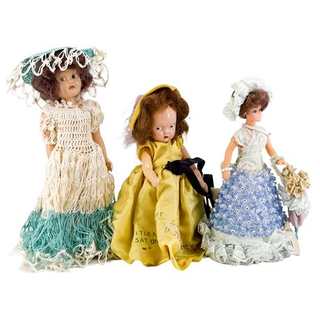 3 Vintage Miniature Dolls