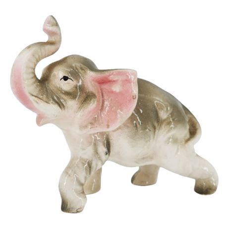 Vintage Japan Made Ceramic Trunk Up Elephant Figurine