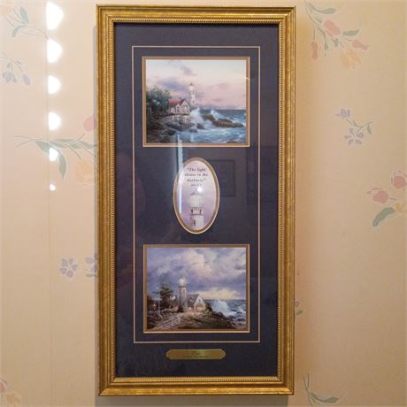 Framed Lighthouse Art Print – Thomas Kinkade “The Light Shines in the Darkness”