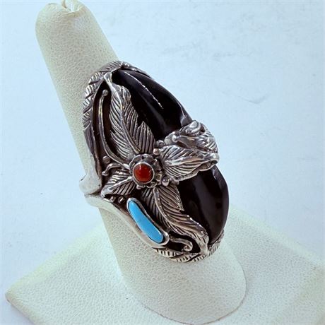 Superb 19.1g Navajo Bear Claw Sterling Ring Size 8.5