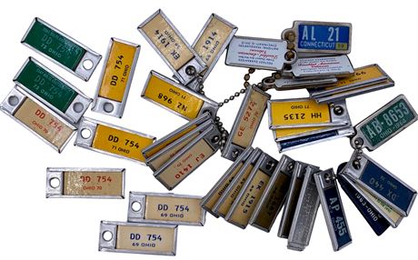 35 Vintage 1956-1973 License Plate Disabled Vets Keychain Fob