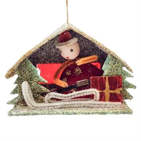 Vintage Putz House Christmas Ornament