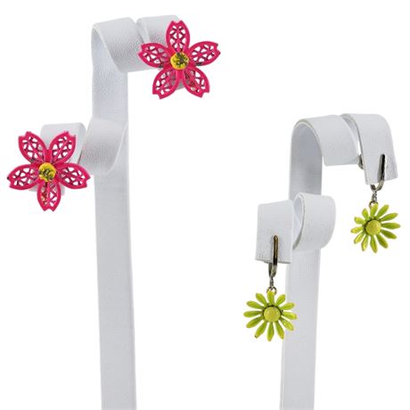 Two Pairs Vintage Flower Power Clip/Screwback Earrings