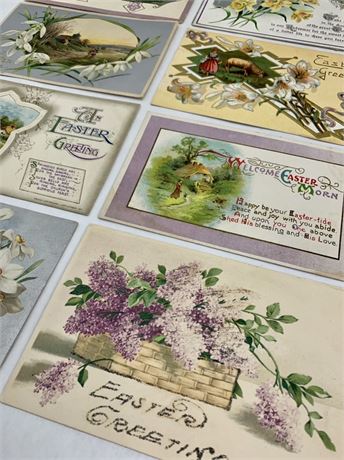 9 pc 1912 Antique Easter Postcard Ephemera Correspondence Lot