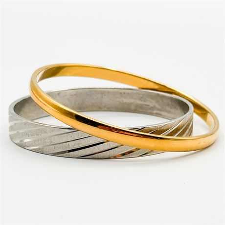 Pair of Vintage Monet Gold & Silver-Tone Bangle Bracelets
