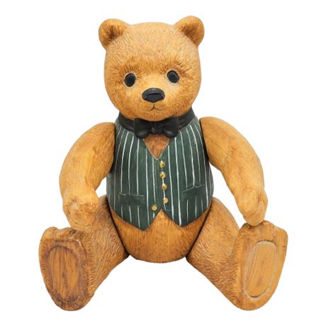 Vintage 1983 Dept. 56 "Ted D. Bear" Jointed Porcelain Bisque Teddy Bear Figurine