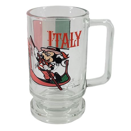 Vintage Disneyworld Showcase Epcot Center Italy Glass Mug Mickey Mouse