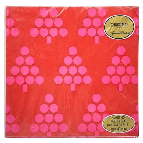 Vintage American Greetings Graphic Christmas Trees Wrapping Paper, Unopened