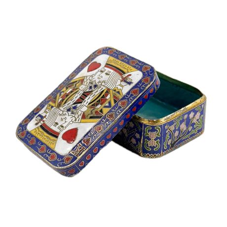 Vintage Metal Enamel Playing-Card Box