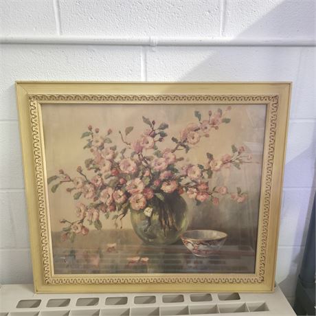 VTG Large Floral Print, Wood Frame
