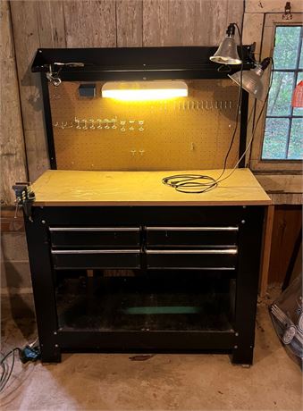 Tool bench w/ lights and vice