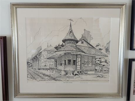 1976 Signed New Hope Station Railroad Framed Print Pennsylvania