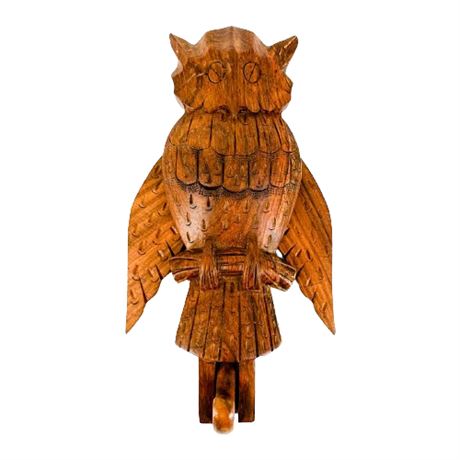 Carved Wood Owl Wall Hook