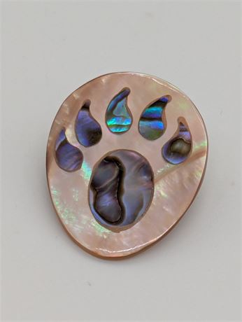 Alaskan Abalone Shell Bear Paw Pin