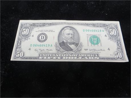 1977 $50 Federal Reserve Note # D06466419 A