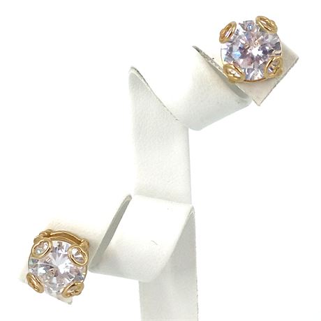 Fossil Gold-Tone Cubic Zirconia Stud Earrings