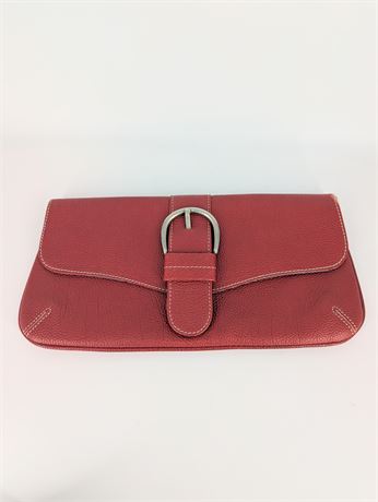 Large 12 x 6" Red Christopher Kon Clutch Handbag Denim Lined