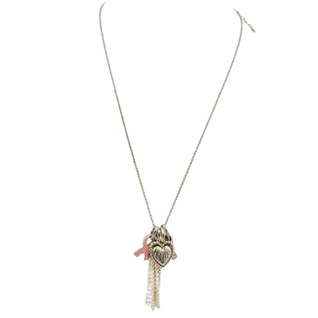 Brighton Breast Cancer Awareness Tassel Charm Necklace