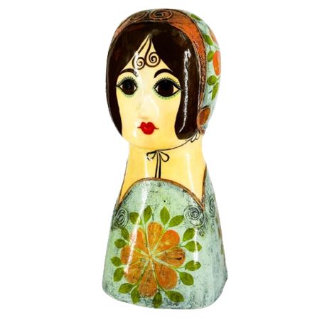 Mid-Century Modern Mexican Folk Art Lady Bust