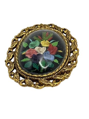 Vintage needlepoint brooch