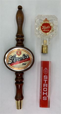 3 pc Lot of Vintage Stroh’s Bar Beer Tap Handles