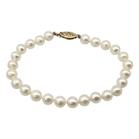 Genuine Pearl Bracelet w/ 14K Gold Clasp
