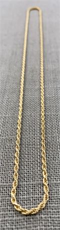 NEW 18k Yellow Gold over Sterling Silver 18” Rope Chain
