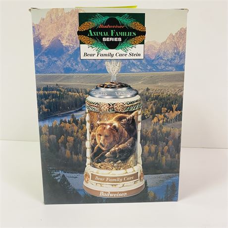 Budweiser Bear Family Cave Stein Mint in Orig Box