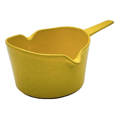 Vintage Copco Michael Lax Design Denmark Yellow Enamel Cast Iron Mini Saucepan