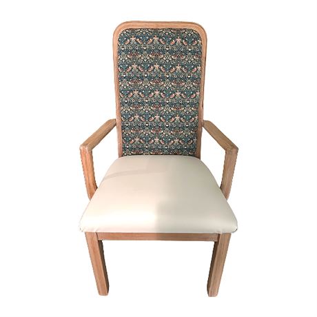 Vintage Upholstered Oak Dining Arm Chair