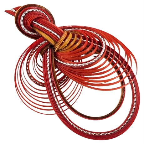Mid-Century Quilled Bamboo Reed Brooch
