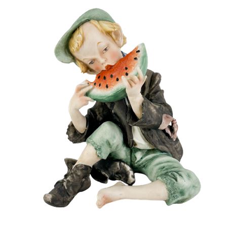 Capodimonte "Boy Eating Watermelon" Porcelain Figurine