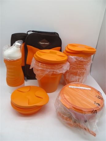 NEW VINTAGE TUPPERWARE LUNCH BAG, BOTTLE, BOWL &