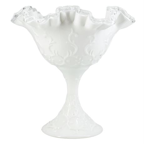 Vintage Fenton Silver Crest Milk Glass Compote Dish